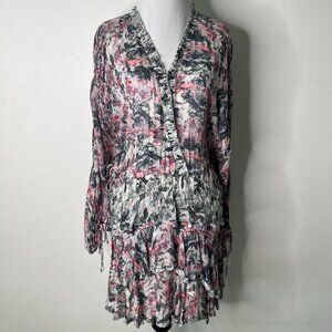Iro Paris Women's White Pink Marta Floral Printed Long Sleeve Dress Size 6 US